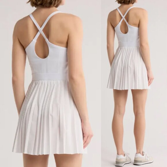 NEW Z by Zella Nordstrom Tiebreak Crossback Pleated Active Dress Large White $99 - Picture 9 of 9